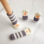 1 Set Double Knit Wear-Resisting Table Stool Leg Mute Protective Cover, Brown, Light Gray, Deep Gray, Black, Flower Brown, White, Light Coffee