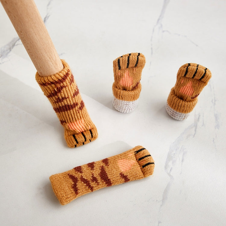 1 Set Double Knit Wear-Resisting Table Stool Leg Mute Protective Cover, Brown, Light Gray, Deep Gray, Black, Flower Brown, White, Light Coffee