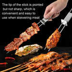 2 PCS Stainless Steel Semi-Automatic Double Head BBQ Fork Outdoor BBQ Tool, 2 PCS BBQ Tool