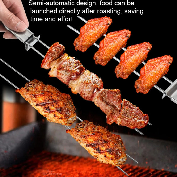 2 PCS Stainless Steel Semi-Automatic Double Head BBQ Fork Outdoor BBQ Tool, 2 PCS BBQ Tool