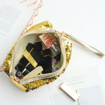Travel Portable Sequined Anise Cosmetics Tote Storage Bag, Red, Black, Pink, Rose Red, Royal Blue, Gold, Rose Gold
