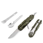 Outdoor Camping Tableware Stainless Steel Folding Knife Fork and Spoon Combination Tableware