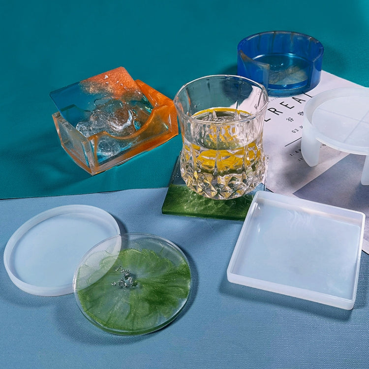 DIY Crystal Epoxy Storage Box Silicone Mould, Round Coaster Box Set, Round Coaster DJ-100, Round Coaster Box DJ-98, Square Coaster Box Set, Square Coaster DJ-99, Square Coasters DJ-97, 10 PCS/Set, 12 PCS/Set