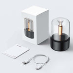 موزع عطر ضوء شمعة محاكاة 120 مل، مرطب جو منزلي بضوء ليلي USB، DQ702 (أسود)، DQ702 (بيج)