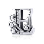 إكسسوارات خرز فضي من الزركون لصنع أساور DIY بحروف BSC030، الأنماط: A، B، C، D، E، F، G، H، I، J، K، L، M، N، O، P، Q، R، S، T، U، V، W، X، Y، Z