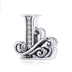 إكسسوارات خرز فضي من الزركون لصنع أساور DIY بحروف BSC030، الأنماط: A، B، C، D، E، F، G، H، I، J، K، L، M، N، O، P، Q، R، S، T، U، V، W، X، Y، Z