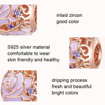 BSC644 S925 Silver Purple Rose Beads Electroplating Hollow DIY Bead Accessories, BSC644