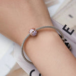 BSC644 S925 Silver Purple Rose Beads Electroplating Hollow DIY Bead Accessories, BSC644