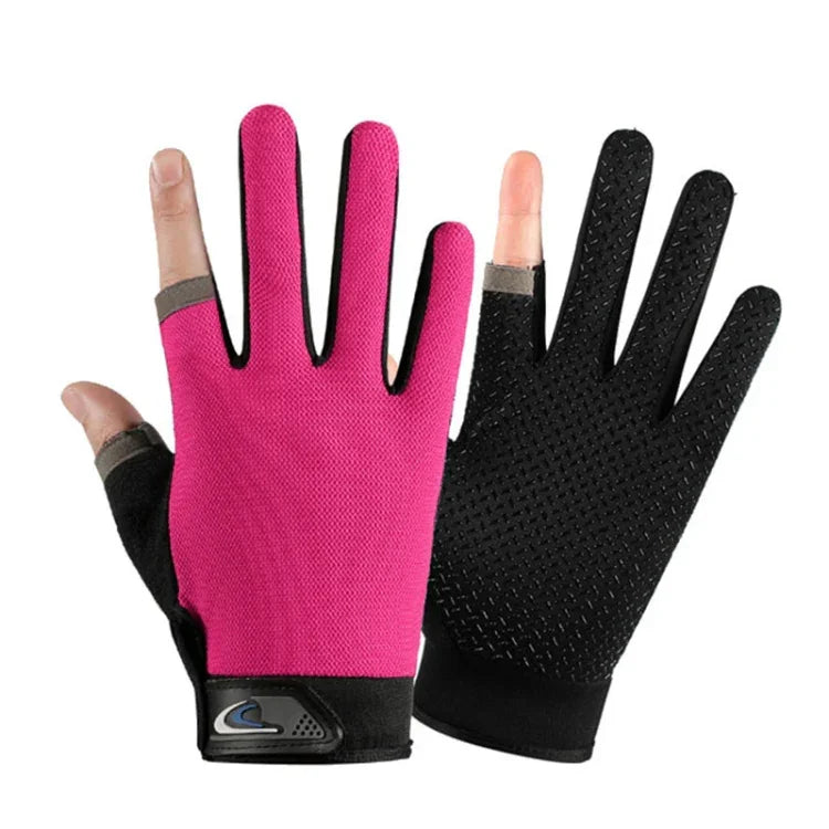 1 Pair QX0008 Outdoor Sunscreen Non-Slip Exposed Two-Finger Fishing Gloves, Free Size