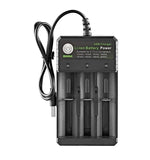 قاعدة شحن BMAX 18650 بثلاث فتحات USB لشحن بطاريات ليثيوم مستقلة 3.7/4.2 فولت، 3 فتحات USB (أسود)