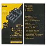 قاعدة شحن BMAX 18650 بثلاث فتحات USB لشحن بطاريات ليثيوم مستقلة 3.7/4.2 فولت، 3 فتحات USB (أسود)