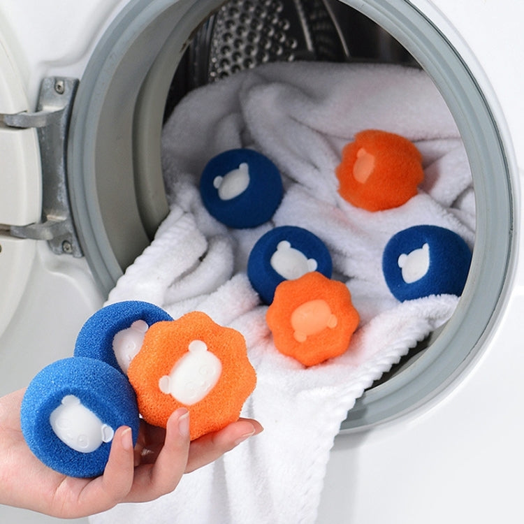 Washing Machine Laundry Ball Decontamination Hair Removal Anti-winding Cleaning Ball, Bear Blue, Bear Orange