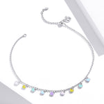 سوار كاحل فضة S925 حب قوس قزح، SCT020