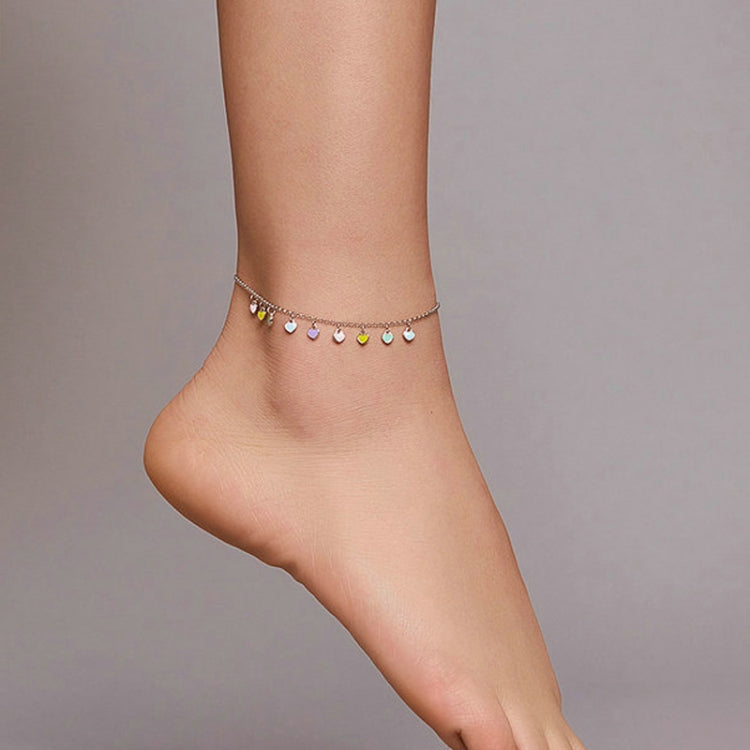 سوار كاحل فضة S925 حب قوس قزح، SCT020