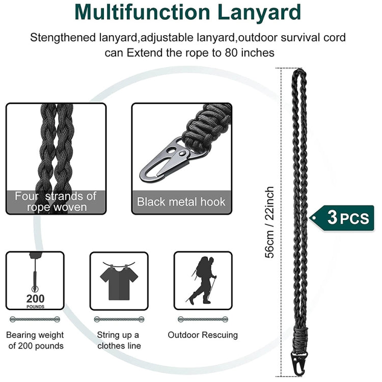 QD-258 Outdoor Multifunctional Hand-woven Metal Buckle Paratroopers Ropes Lanyard, QD-258 Paratroopers Ropes(Red), QD-258 Paratroopers Ropes(Black), QD-258 Paratroopers Ropes(Dark Blue)