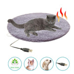 5V USB Pet Electric Heating Pad for Dogs and Cats To Keep Warm, Short Plush (Silver Gray)