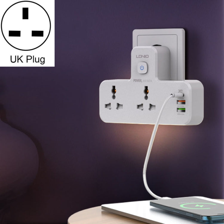 مقبس شحن سريع منزلي متعدد الوظائف LDNIO SC2311 20 واط PD+QC 3.0 مع وظيفة إضاءة ليلية، المواصفات: قابس الاتحاد الأوروبي، قابس المملكة المتحدة، قابس الولايات المتحدة