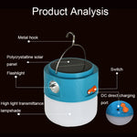 105 Solar Rechargeable LED Bulb Light Camping Light Emergency Light with Flashlight Function, White, Blue, Orange