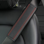Fiber Leather Embossed Car Seat Belt Shoulder Cover Protector, 6.5X23cm