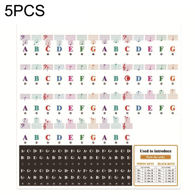 5PCS Children Piano Keyboard Color Stickers Musical Instrument Accessories, QT-005, QT-005-A, QT-0302