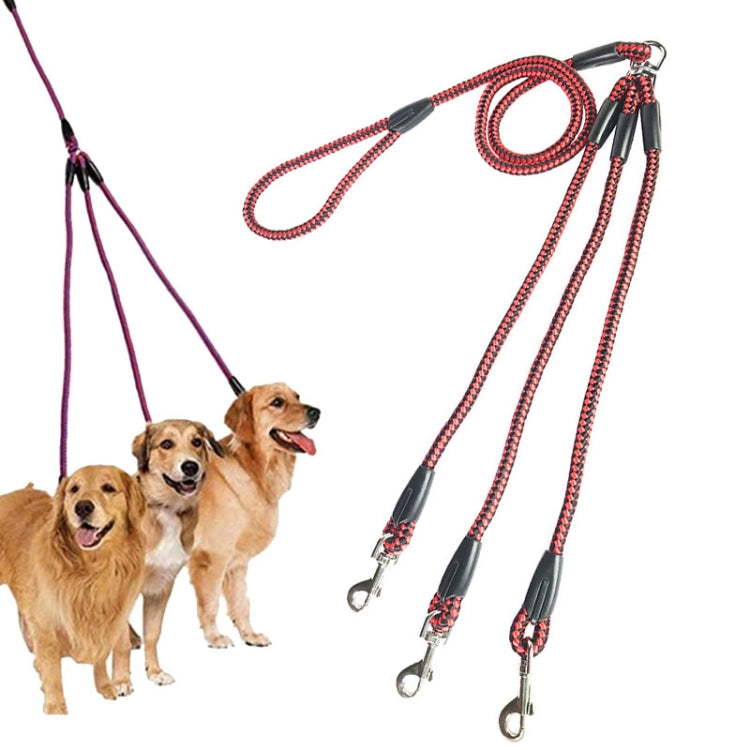 140cm 3 In 1 Leash Multi-head Dog Walking Rope, 140cm 3 In 1 Red, 140cm 3 In 1 Rose Red, 140cm 3 In 1 Blue