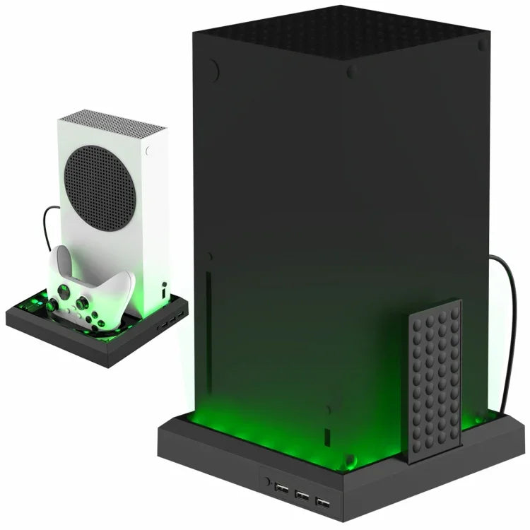 For Xbox Series X S Charging Cooling Fan Base RGB Colorful Light Charger Bracket, RGB Colorful Light