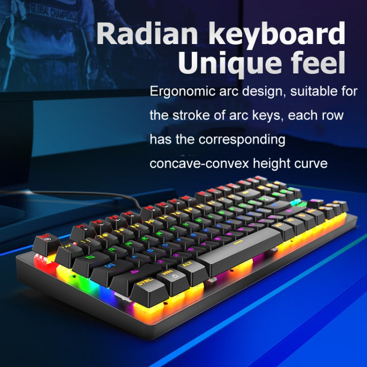 ZIYOULANG K2 87 Keys Office Laptop Punk Glowing Mechanical Wired Keyboard, Cable Length: 1.5m, K2 White, K2 Pink, K2 Blue, K2 Black