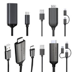 1080P HDTV Dongle Cable, Plug And Play HDMI With Screen Plug And Play, LD36 8 Pin + Micro USB + Type-C / USB-C to HDMI