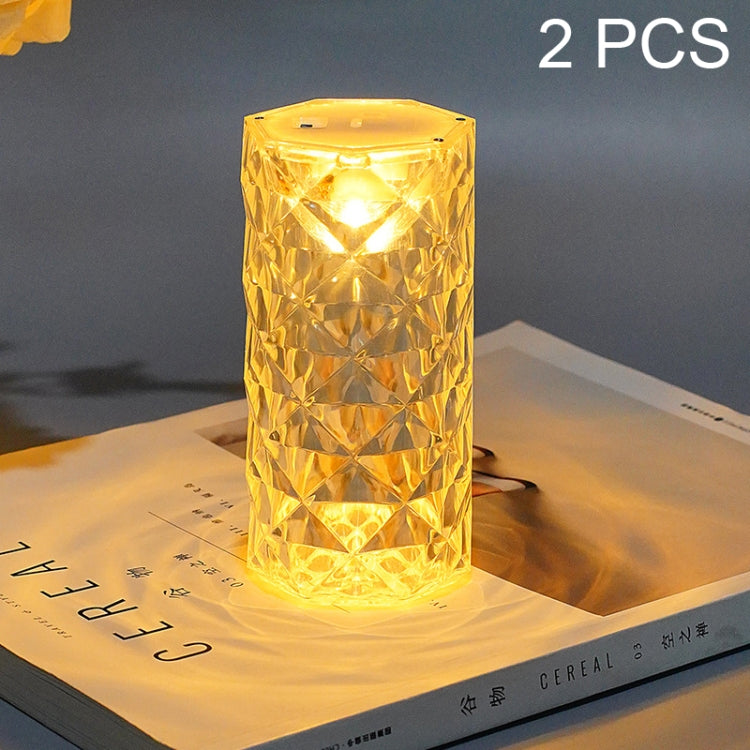 2 قطعة SF-001A ضوء محيط وردي 1.5 فولت مصباح مكتب كريستالي LED بجانب السرير، 2 قطعة ضوء أصفر بدون مرطب، 2 قطعة ضوء أبيض بدون مرطب