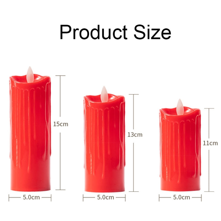 2 PCS Electronic Candle Light Swinging Wick Simulation Candle Lamp, 5x11cm, 5x13cm, 5x15cm