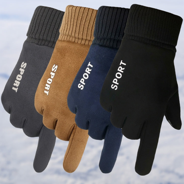 Q35 Suede Men Warm Gloves Touch Screen Sports Cycling Gloves, Q35 Dark Blue, Q35 Khaki, Q35 Black