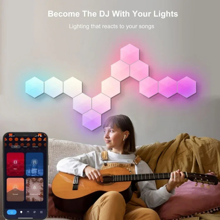 Gaming Ambient Light Smart Chiclet Backdrop Quantum Wall Light, Versions:, 3pcs Bluetooth, 6pcs Bluetooth, 10pcs Bluetooth, 12pcs Bluetooth, 3pcs WIFI, 6pcs WIFI, 10pcs WIFI, 12pcs WIFI