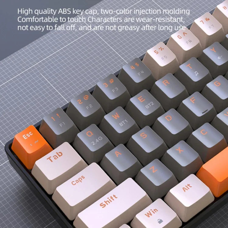 ZIYOU LANG K68 68 Keys Bluetooth Wireless Dual Model Mechanical Keyboard, Style:, Red Shaft Version (Shimmering), Green Shaft Version (Gray), Red Shaft Version (Gray)