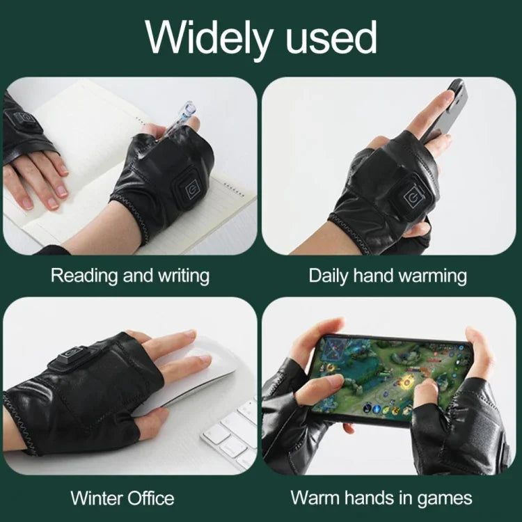 1 Pair Adjustable Temperature Rechargeable Intelligent Electric Heating Gloves Half Finger Gloves, S, M, L