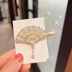 Rhinestone Fashion Hair Clips Women Bangs Headwear, Styles:, 293 Mountain Camellia Flower, 371 Fan, 380 Pearl