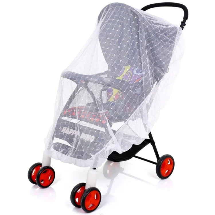 Full Cover Folding Mosquito Net Plus Encrypted Stroller Mosquito Net, 2pcs White