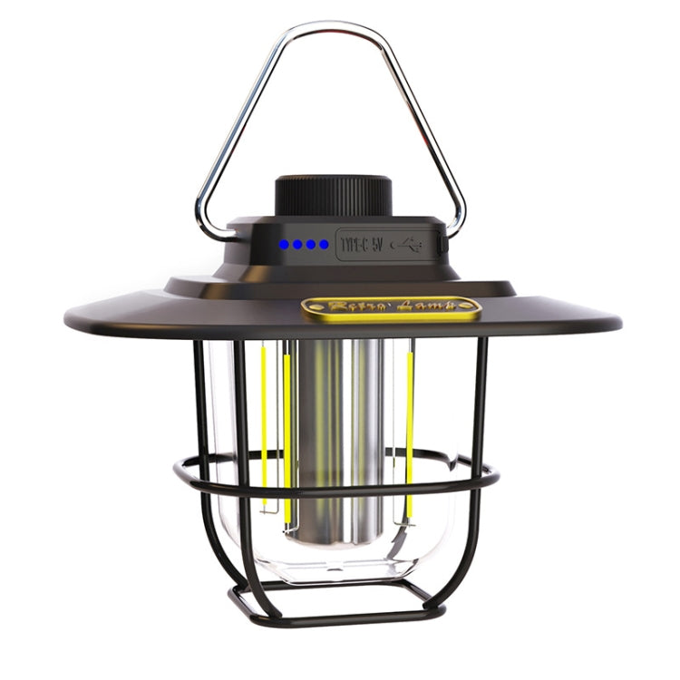 LY02 LED Retro Lantern Hand Tent Lamp USB Charging Camping Light, LY02 Black, LY02 Green, LY02 White