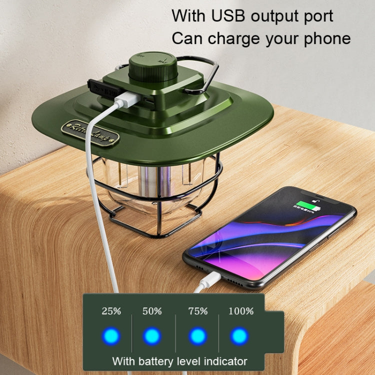 LY02 LED Retro Lantern Hand Tent Lamp USB Charging Camping Light, LY02 Black, LY02 Green, LY02 White