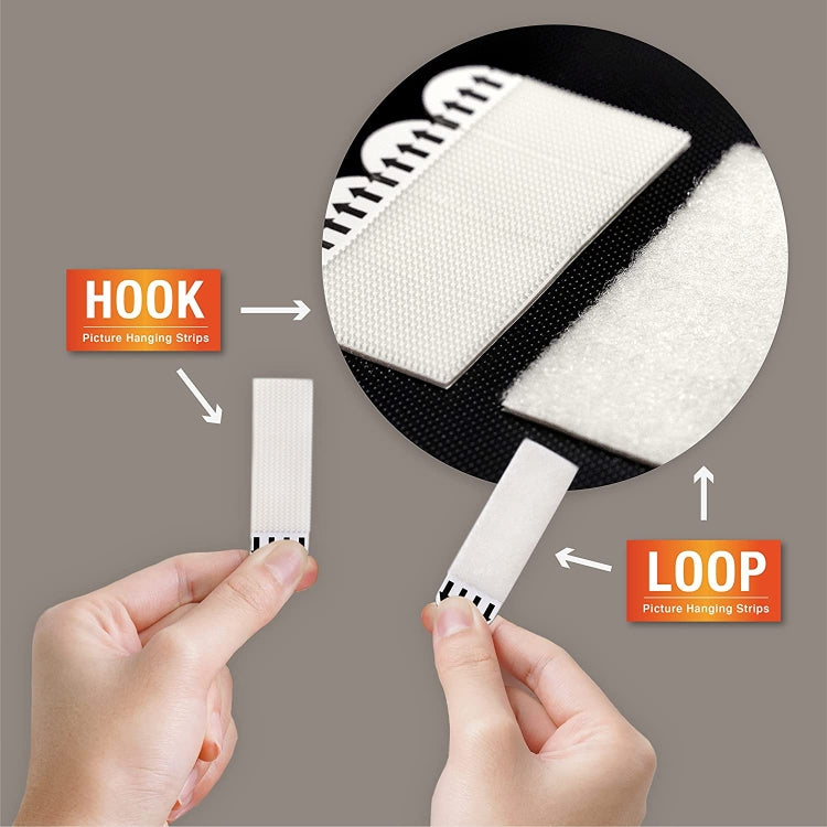 Picture Hanging Strips Hook and Loop Tape Picture Hanger 9.5x2cm, 4.5x1.7cm, 7x2cm, 9.5x2cm