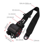 Universal 3-point Car Retrofit Seat Belt With Emergency Locking, Iron Bar Latch, Iron Buckle, Braided Straps