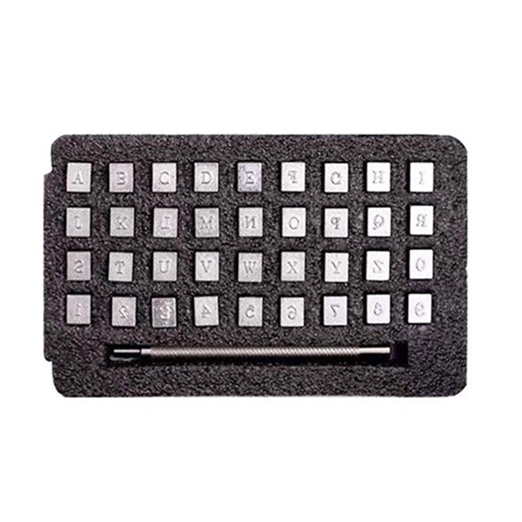 36 In 1 Leather English Print Punch Digital Seal Craft Leather Carving Tools, Size:, 3.5mm 36 In 1, 6.5mm 36 In 1
