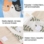 8pcs Cotton and Linen Sanitary Napkin Storage Bag Handy Clutch Bag, Black -bottomed White Tree, Gray Camel, Lucky Cat, Leaves, Blue Cat, Turtle