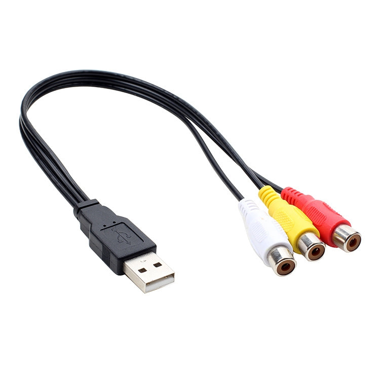 كابل صوت وفيديو AV USB إلى 3 RCA، 1 ذكر 3 إناث، 25 سم، 1.5م