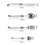 Stainless Steel Knife Fork Spoon Set Plastic Handle Western Tableware, 6 Tea Spoons, 6 Forks, 6 Spoons