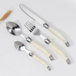 Stainless Steel Knife Fork Spoon Set Plastic Handle Western Tableware, 6 Tea Spoons, 6 Forks, 6 Spoons