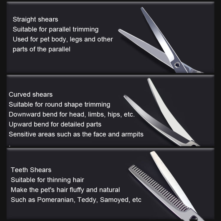 Pet Grooming Scissors Dog Cat Hair Trimming Haircutting Tools, Style:, Straight Shear, Teeth Shears