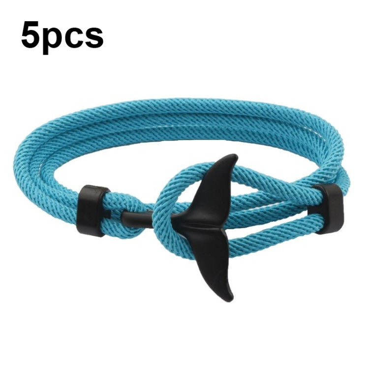 5pcs Whale Tail Braided Hand Rope Double Live Buckle Adjustable Bracelet, 5pcs Pink, 5pcs Yellow, 5pcs Red Wine, 5pcs Navy, 5pcs Khaki, 5pcs Red, 5pcs Black, 5pcs Light Blue, 5pcs Beige