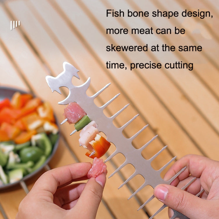 Outdoor Fish Bone Barbecue Steak 304 Stainless Steel Barbecue Stick, Cat Face Style Barbecue Stick, Hook Style Barbecue Stick