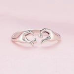 Sterling Silver S925 Heart Gesture Opening Romantic Ring, SCR902
