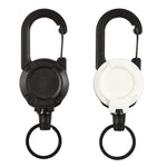 Backpack Carabiner Plastic Retractable Pull Badge Reel, Black-Steel Wire Rope, White-Steel Wire Rope, Black-Fiber Rope, White- Fiber Rope